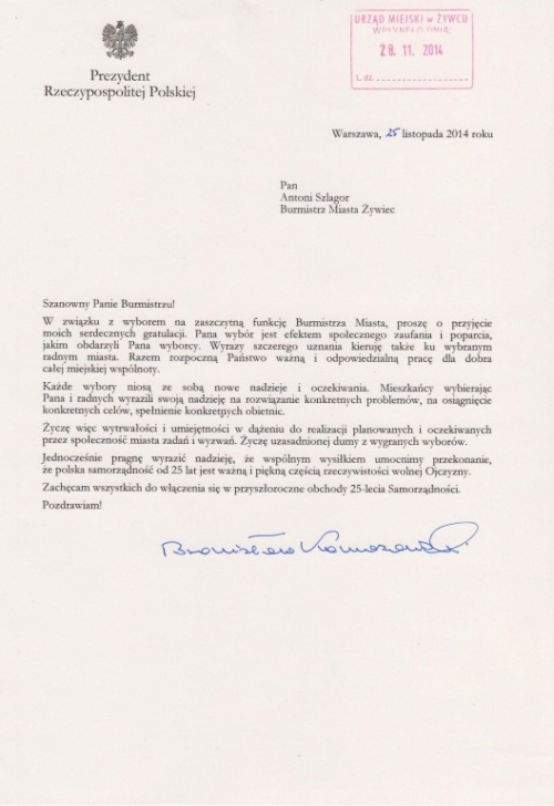 List od Prezydenta RP