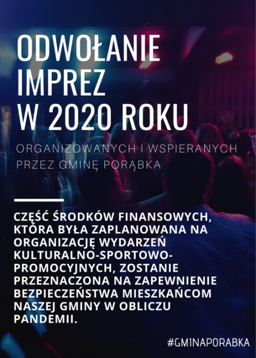 Wójt Porąbki odwołuje wszystkie imprezy w 2020r.