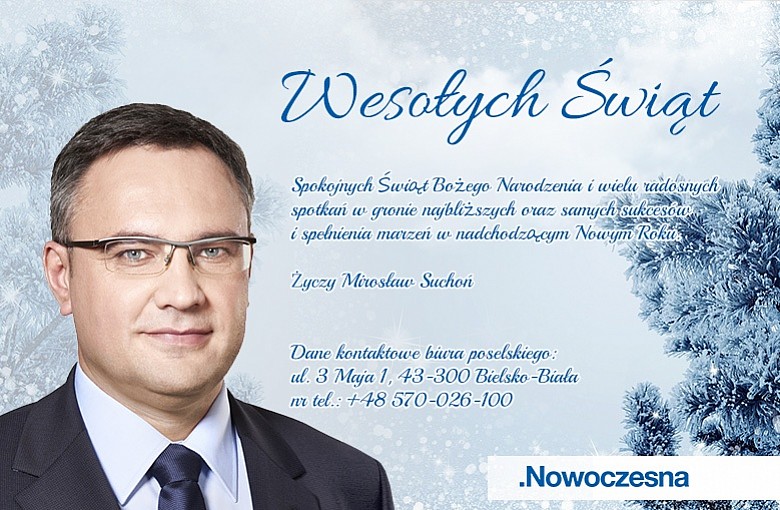 Świąteczne Życzenia składa Poseł na Sejm RP Mirosław Suchoń