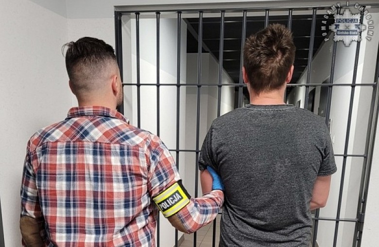 Wandal w rękach policjantów