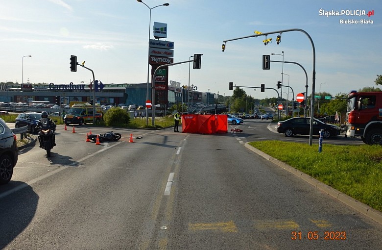 Bielsko-Biała. Śmiertelny wypadek motocyklisty. Policja apeluje o ostrożność