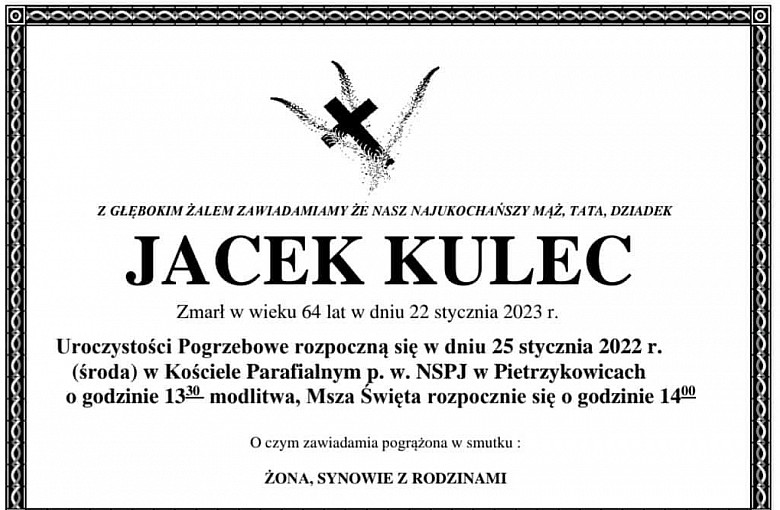 Ostatnie Pożegnanie Jacka Kulca w najbliższą środę