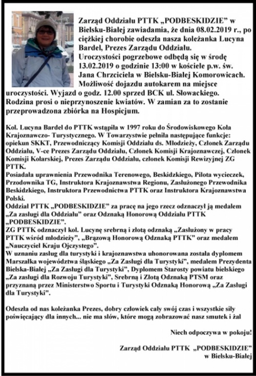Zmarła Lucyna Bardel