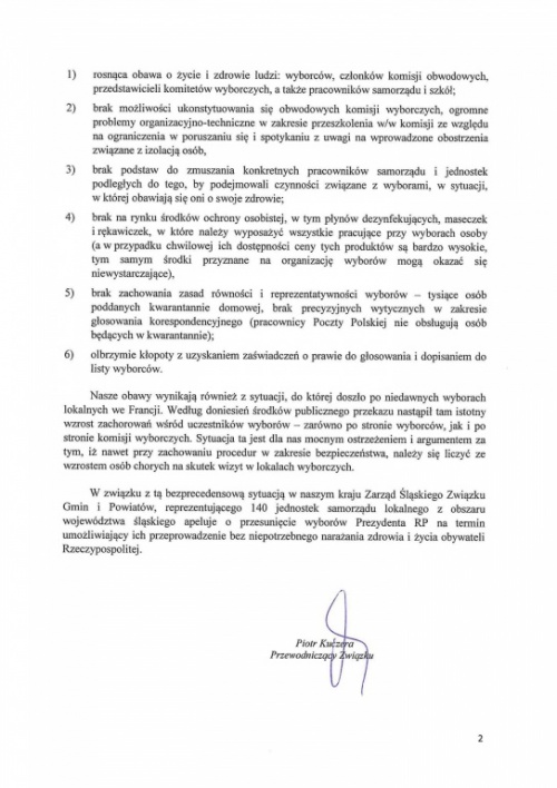 Śląski Związek Gmin i Powiatów apeluje o przesunięcie wyborów